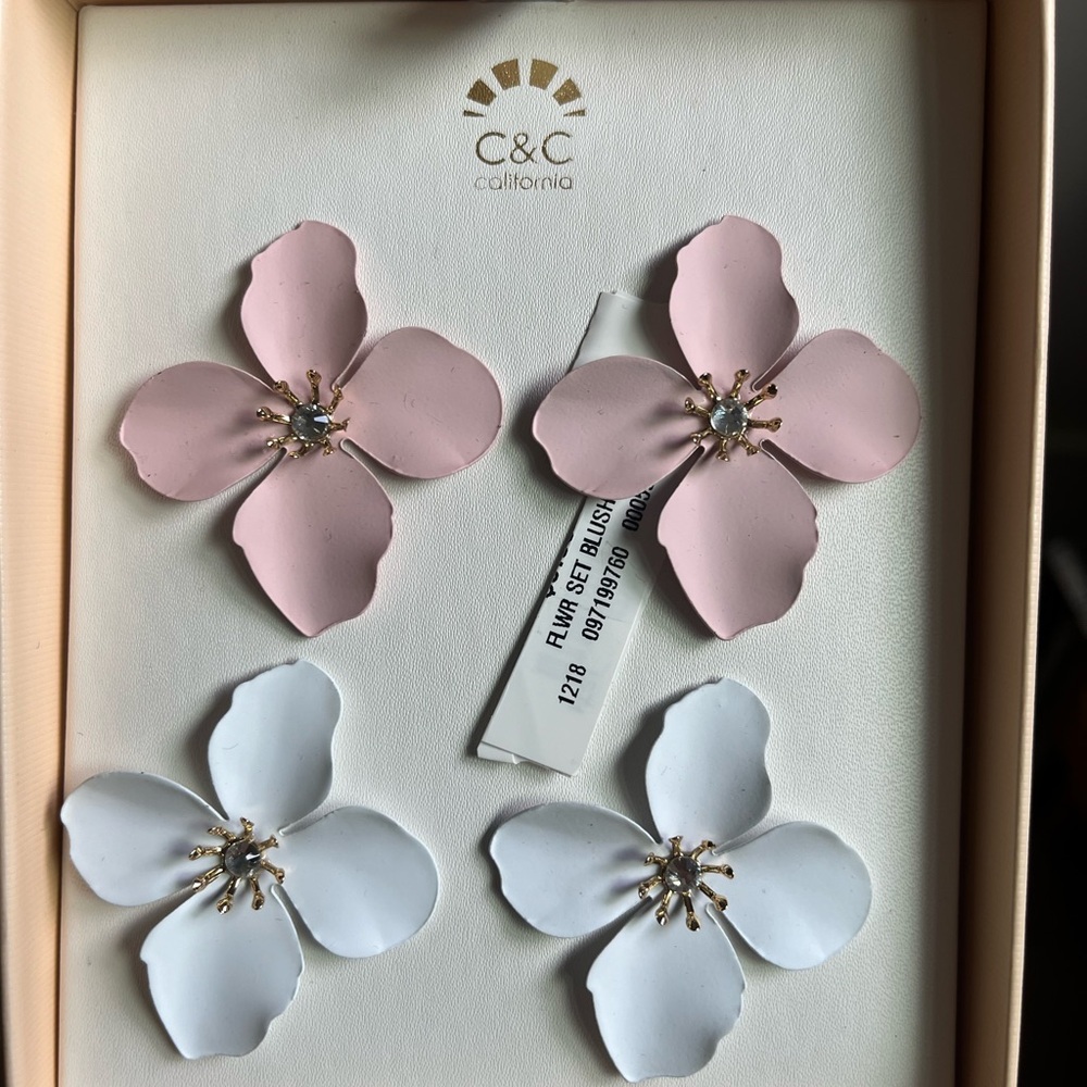 C & C blush white earring set. Brand new.